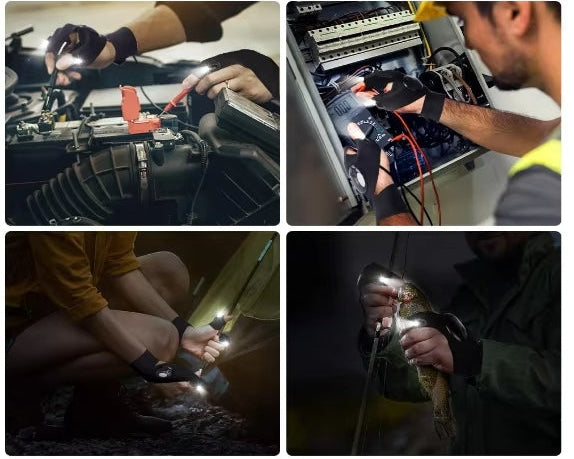 Guantes Linterna Led con batería recargable resistentes al agua